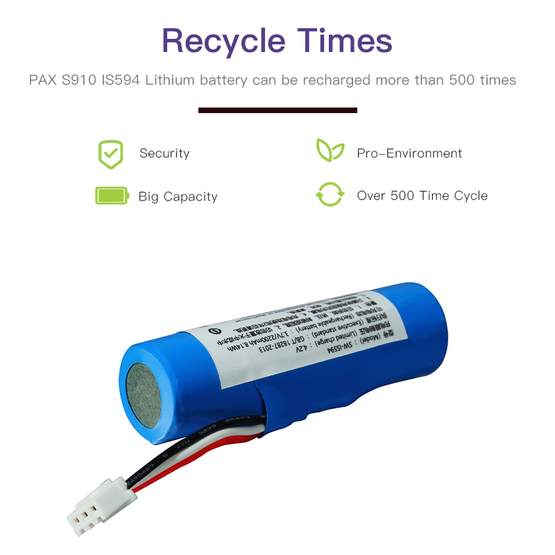 Factory Price Battery for PAX S910 POS Terminal 3.7V 2600mah Li-ion 18650 Battery